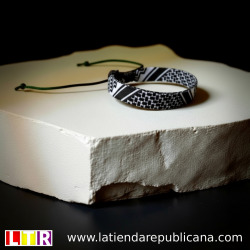 Pulsera "Kufiya" Palestina Negro/Blanco