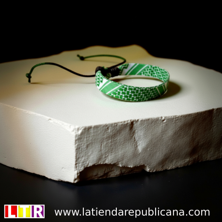Pulsera "Kufiya" Palestina Verde/Blanco