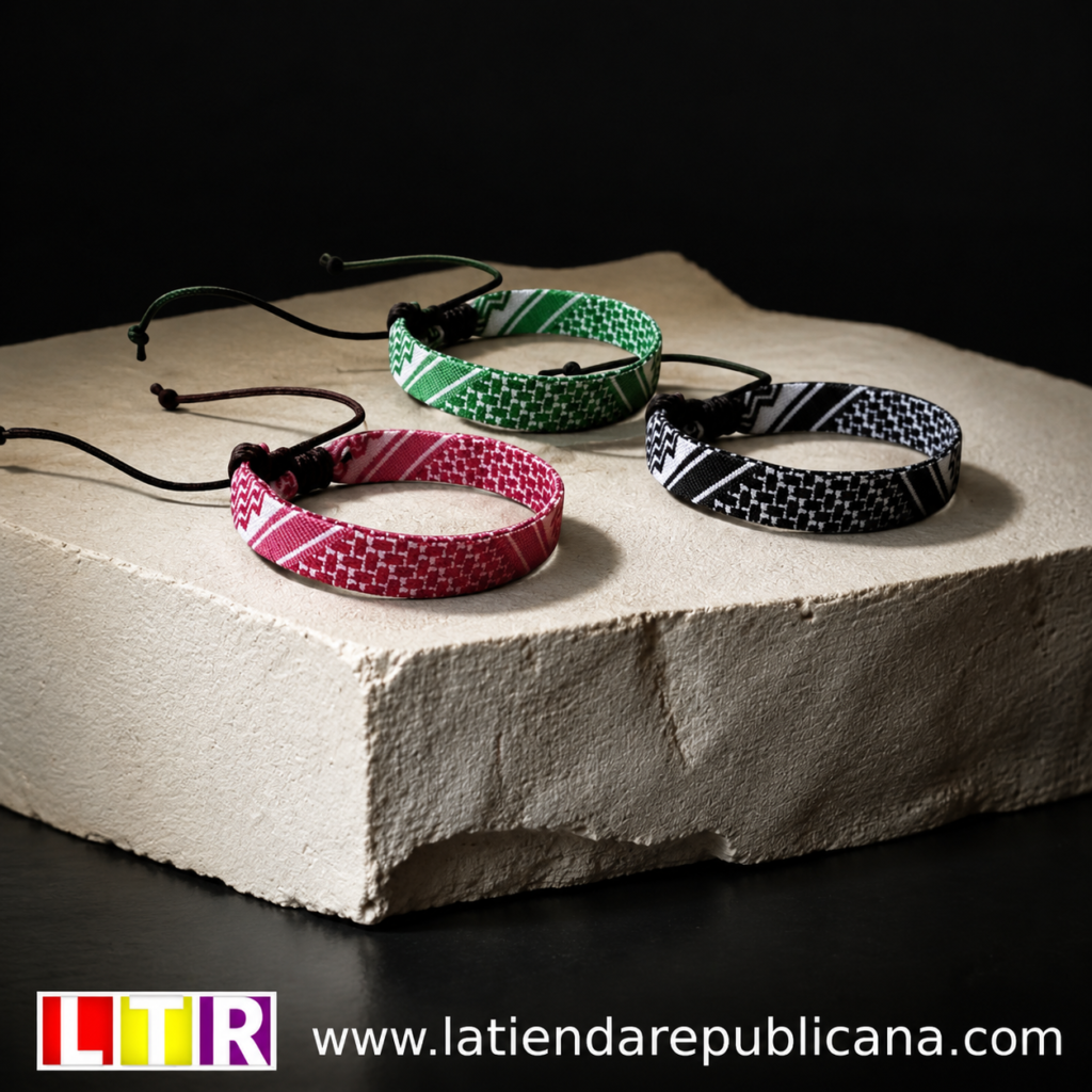 Juego de tres Pulseras "Kufiya" palestinas.